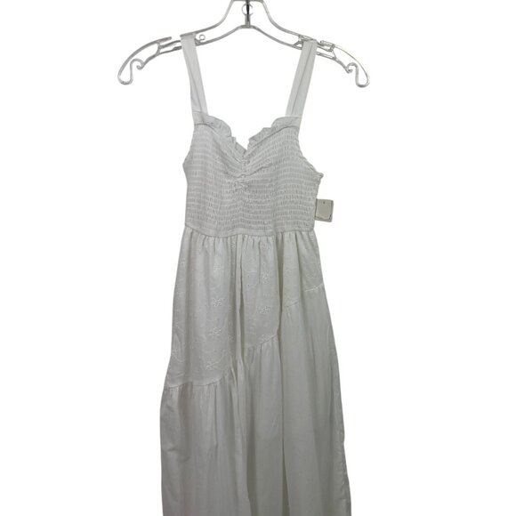 White Maxi Dress With Adjustable Straps & Smocked Bodice Ultra Flirt XS - Picture 2 of 11